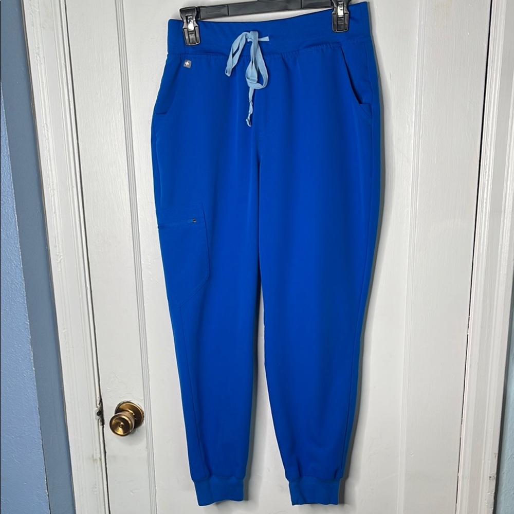 Figs Medium Petite Blue Scrub Pants Joggers M / P Ladies Yoga Waistband Comfort